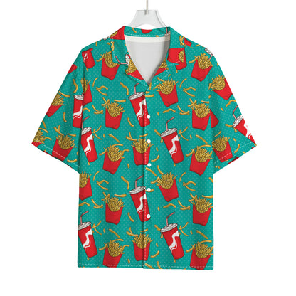 French Fries And Cola Pattern Print Rayon Hawaiian Shirt