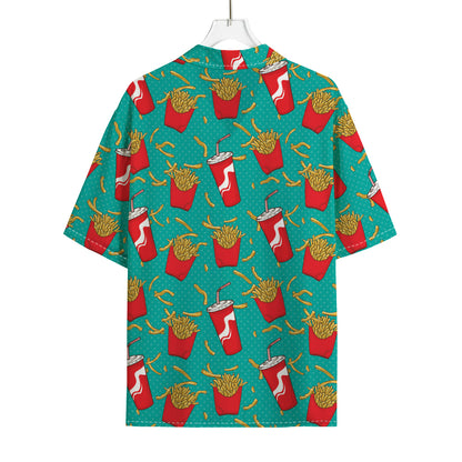 French Fries And Cola Pattern Print Rayon Hawaiian Shirt