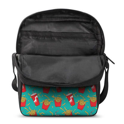 French Fries And Cola Pattern Print Rectangular Crossbody Bag