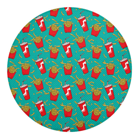 French Fries And Cola Pattern Print Round Blanket