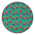 French Fries And Cola Pattern Print Round Floor Mat