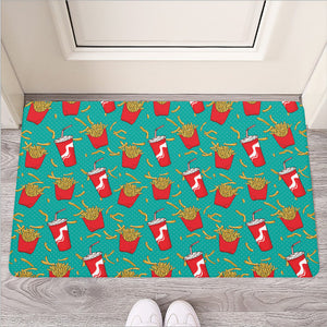 French Fries And Cola Pattern Print Rubber Doormat