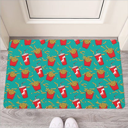 French Fries And Cola Pattern Print Rubber Doormat