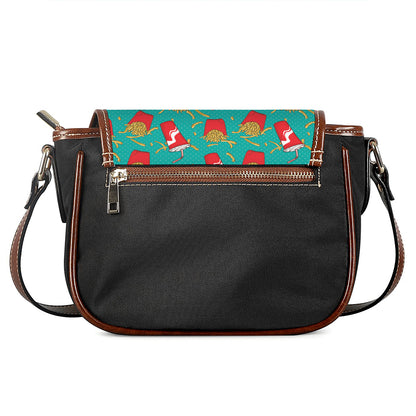 French Fries And Cola Pattern Print Saddle Bag