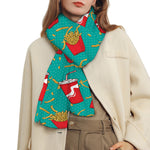 French Fries And Cola Pattern Print Scarf