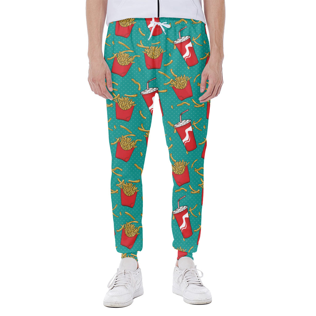 French Fries And Cola Pattern Print Scuba Joggers