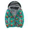 French Fries And Cola Pattern Print Sherpa Lined Zip Up Hoodie