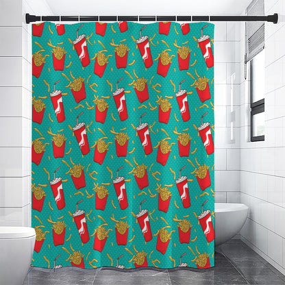French Fries And Cola Pattern Print Shower Curtain
