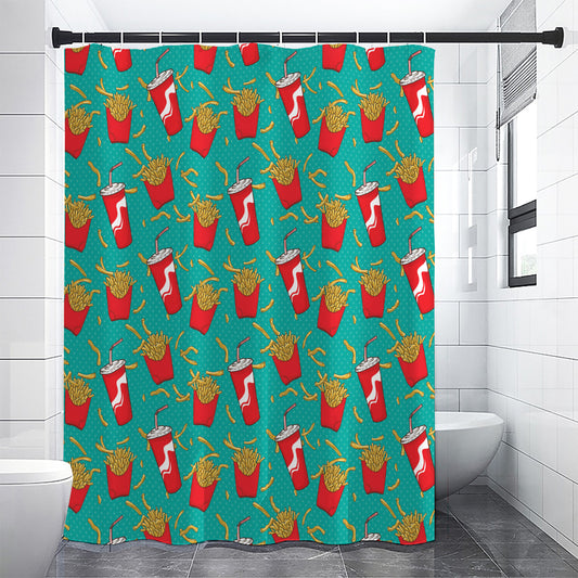 French Fries And Cola Pattern Print Shower Curtain