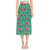 French Fries And Cola Pattern Print Side Slit Midi Skirt