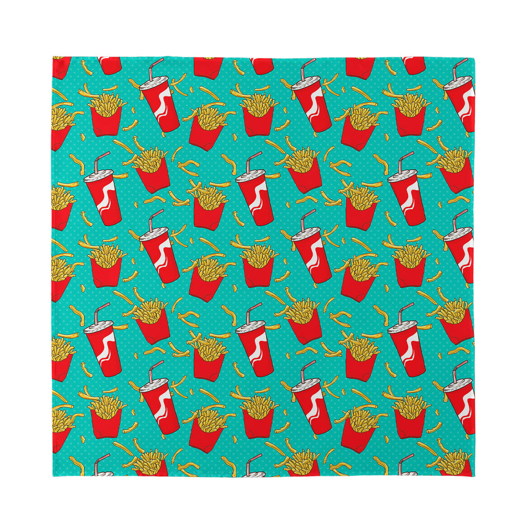 French Fries And Cola Pattern Print Silk Bandana