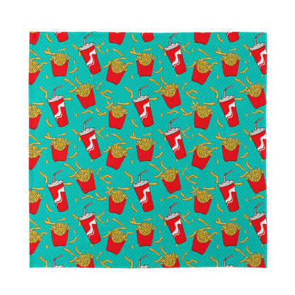 French Fries And Cola Pattern Print Silk Bandana