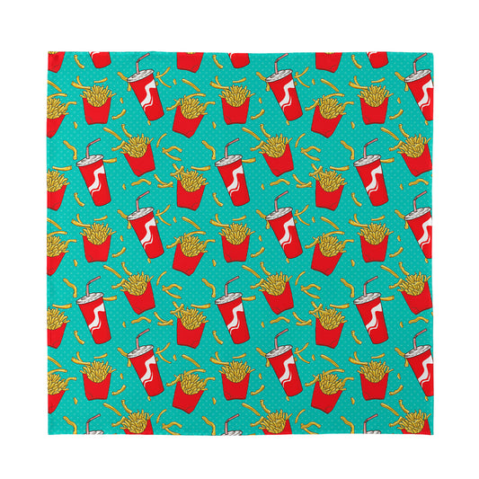 French Fries And Cola Pattern Print Silk Bandana