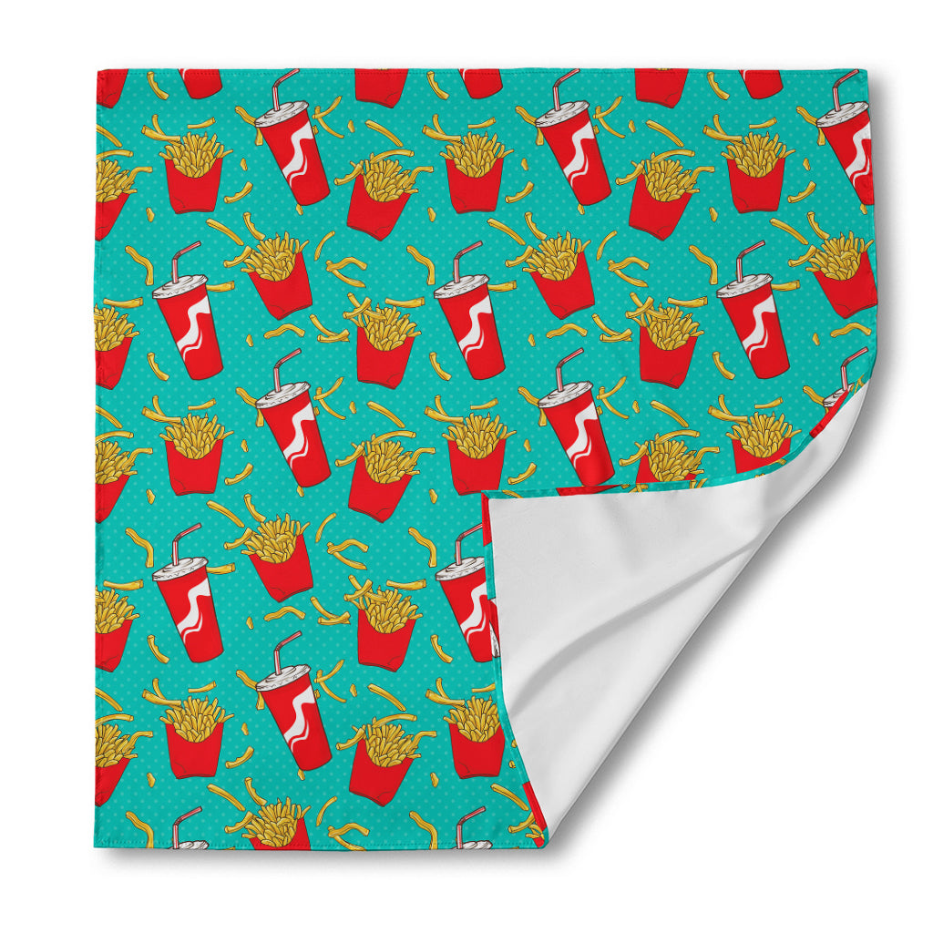 French Fries And Cola Pattern Print Silk Bandana