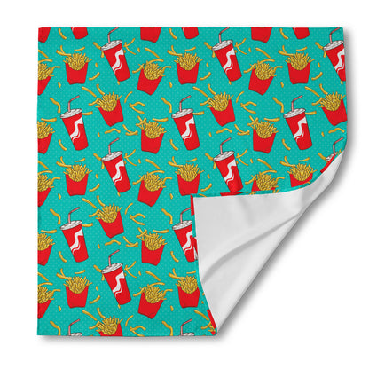 French Fries And Cola Pattern Print Silk Bandana