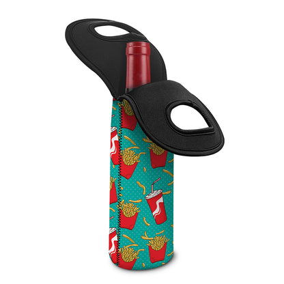 French Fries And Cola Pattern Print Single Neoprene Wine Tote