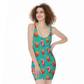French Fries And Cola Pattern Print Sleeveless Bodycon Dress