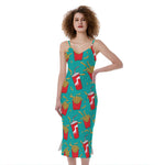 French Fries And Cola Pattern Print Slim Fit Midi Cami Dress