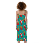 French Fries And Cola Pattern Print Slim Fit Midi Cami Dress