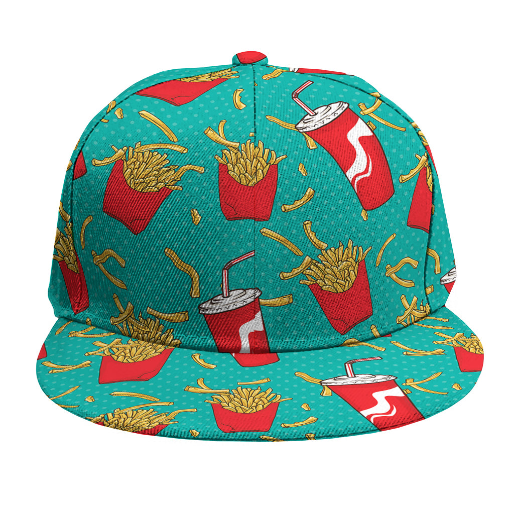 French Fries And Cola Pattern Print Snapback Cap