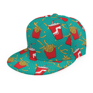 French Fries And Cola Pattern Print Snapback Cap