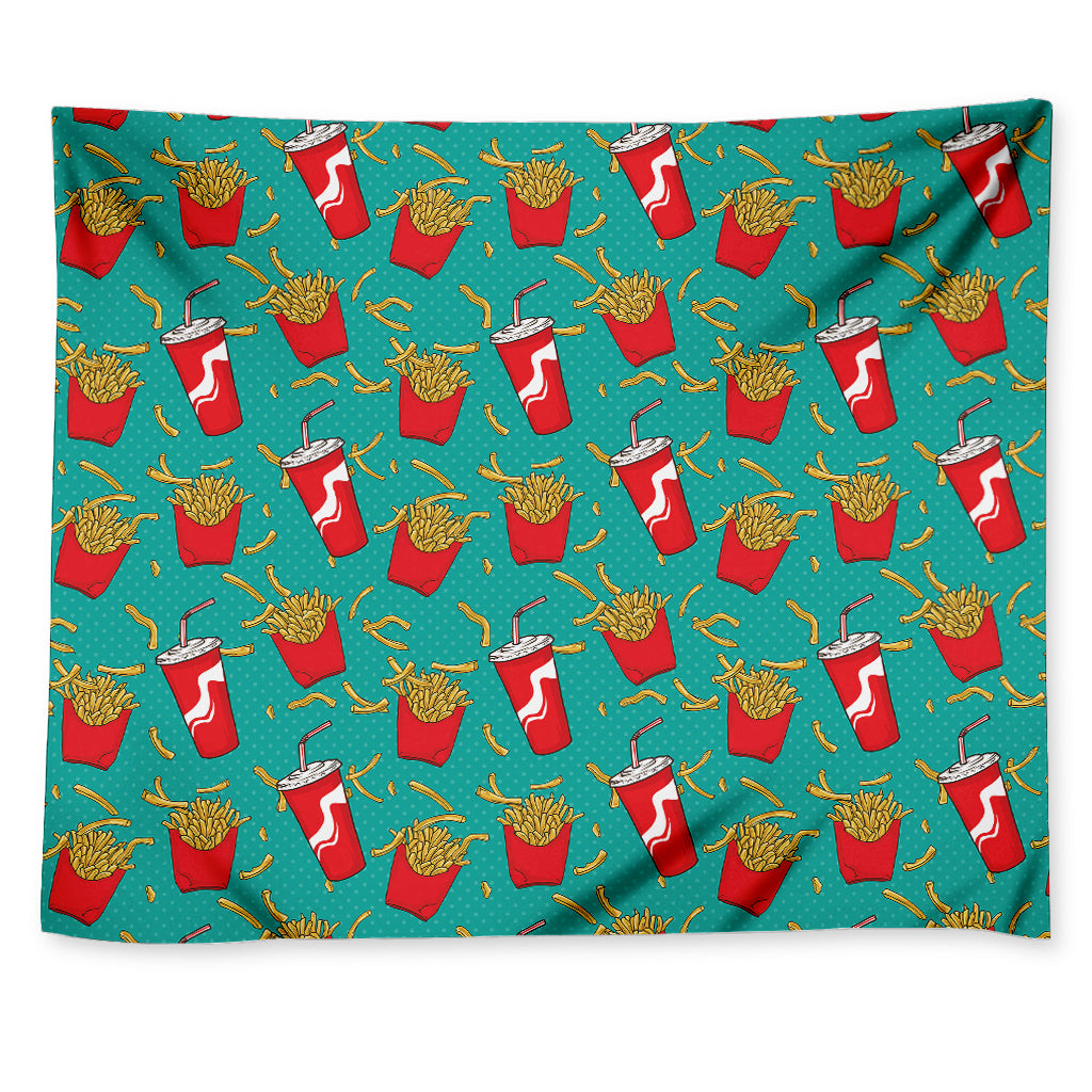 French Fries And Cola Pattern Print Tapestry