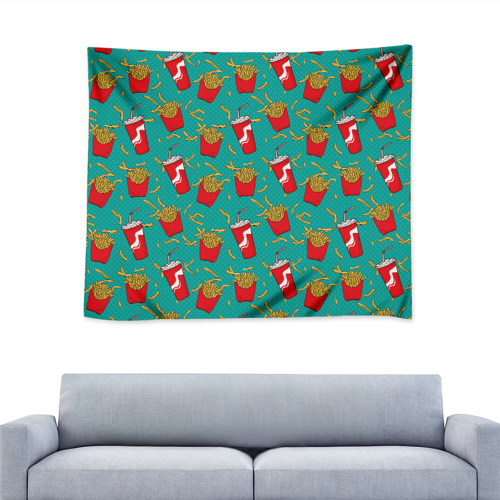 French Fries And Cola Pattern Print Tapestry