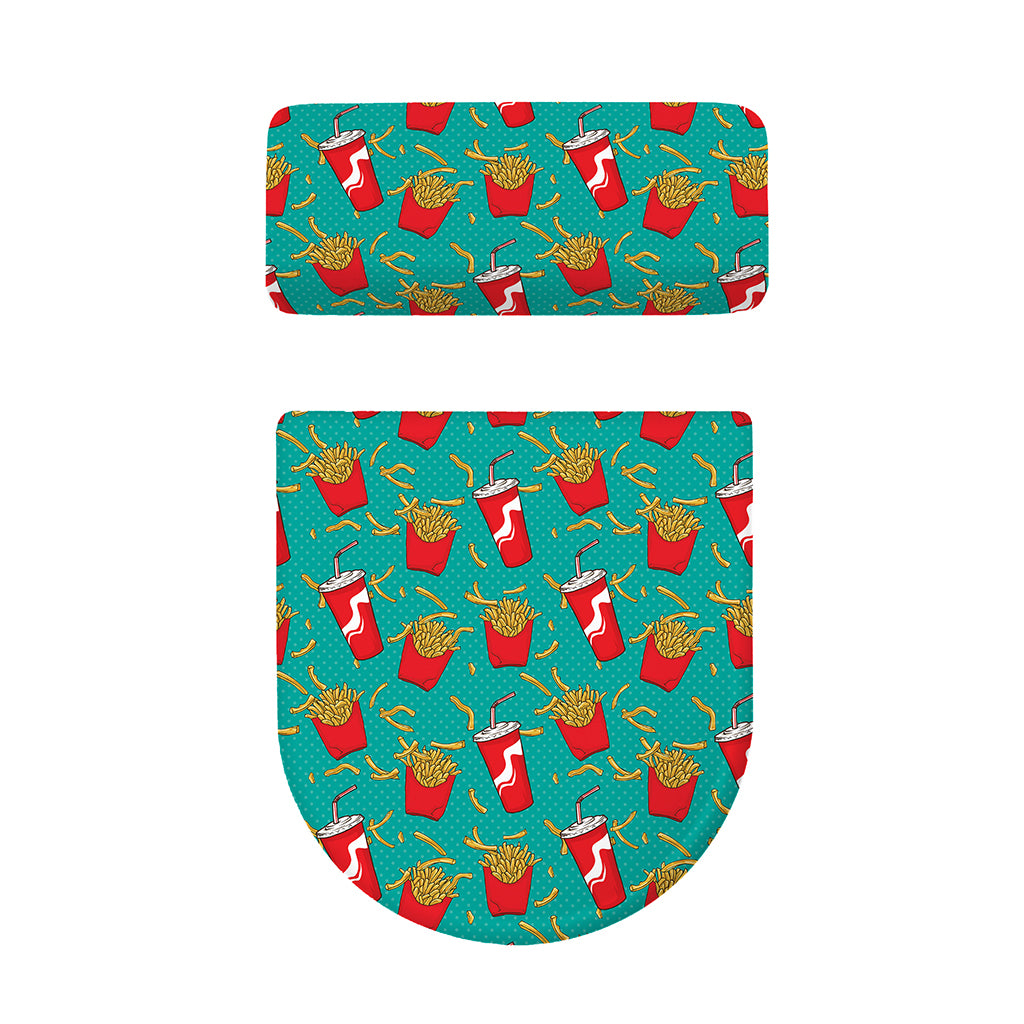 French Fries And Cola Pattern Print Toilet Lid And Tank Cover Set