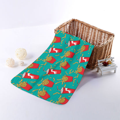 French Fries And Cola Pattern Print Towel