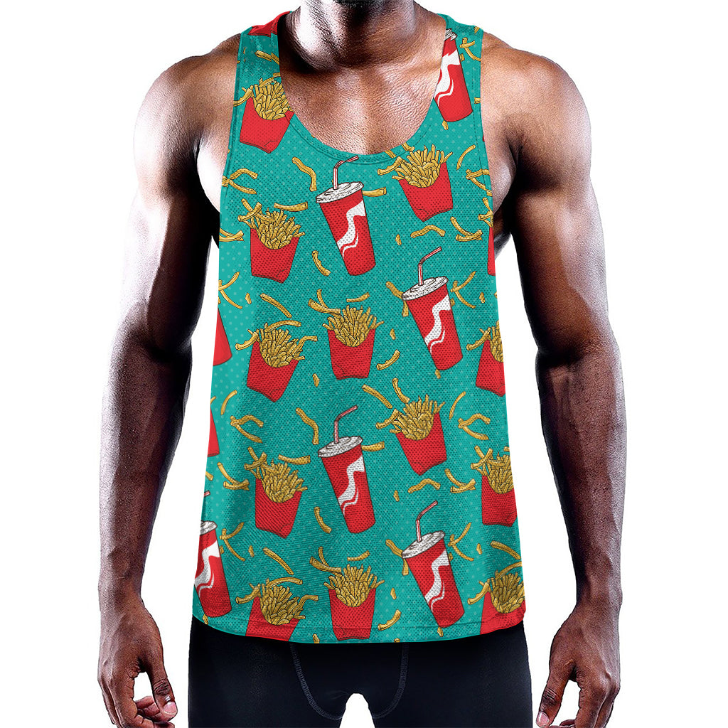 French Fries And Cola Pattern Print Training Tank Top