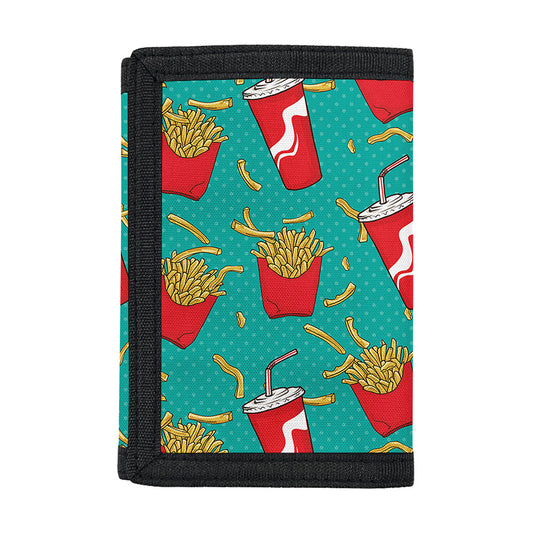 French Fries And Cola Pattern Print Trifold Wallet