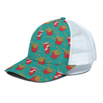 French Fries And Cola Pattern Print White Mesh Trucker Cap