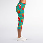 French Fries And Cola Pattern Print Women's Capri Leggings