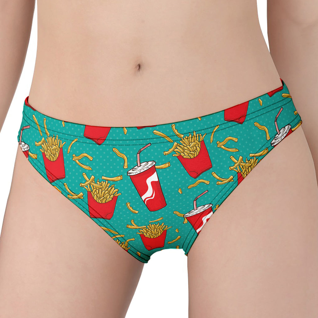 French Fries And Cola Pattern Print Women's Panties