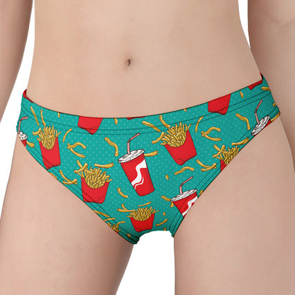 French Fries And Cola Pattern Print Women's Panties