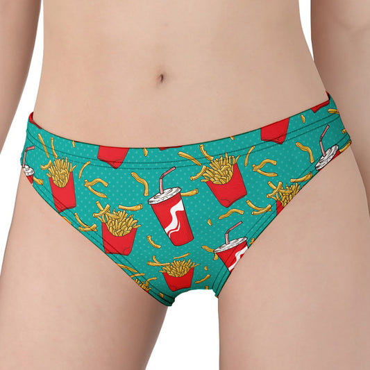 French Fries And Cola Pattern Print Women's Panties