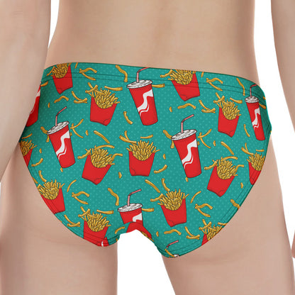 French Fries And Cola Pattern Print Women's Panties