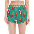 French Fries And Cola Pattern Print Women's Split Running Shorts