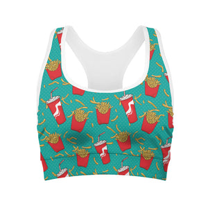 French Fries And Cola Pattern Print Women's Sports Bra