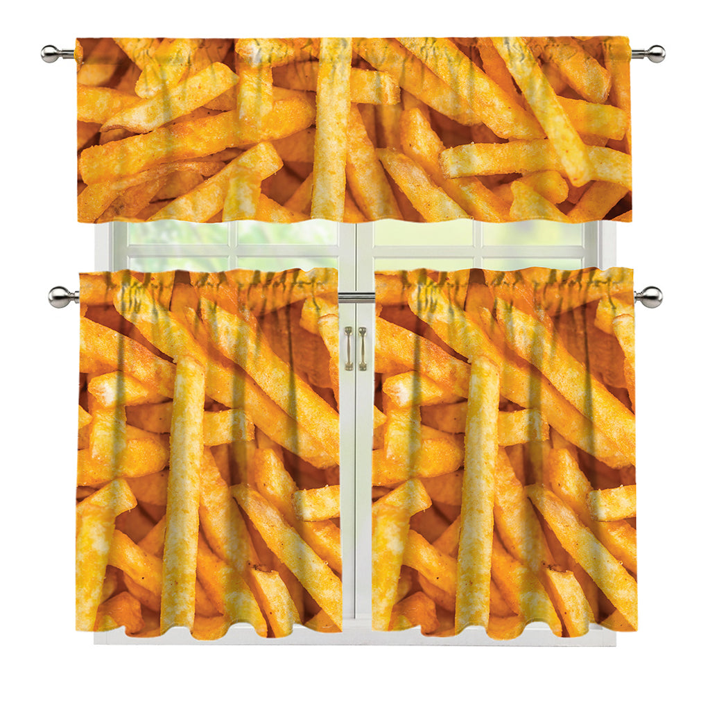 French Fries Print 3 Piece Kitchen Curtains