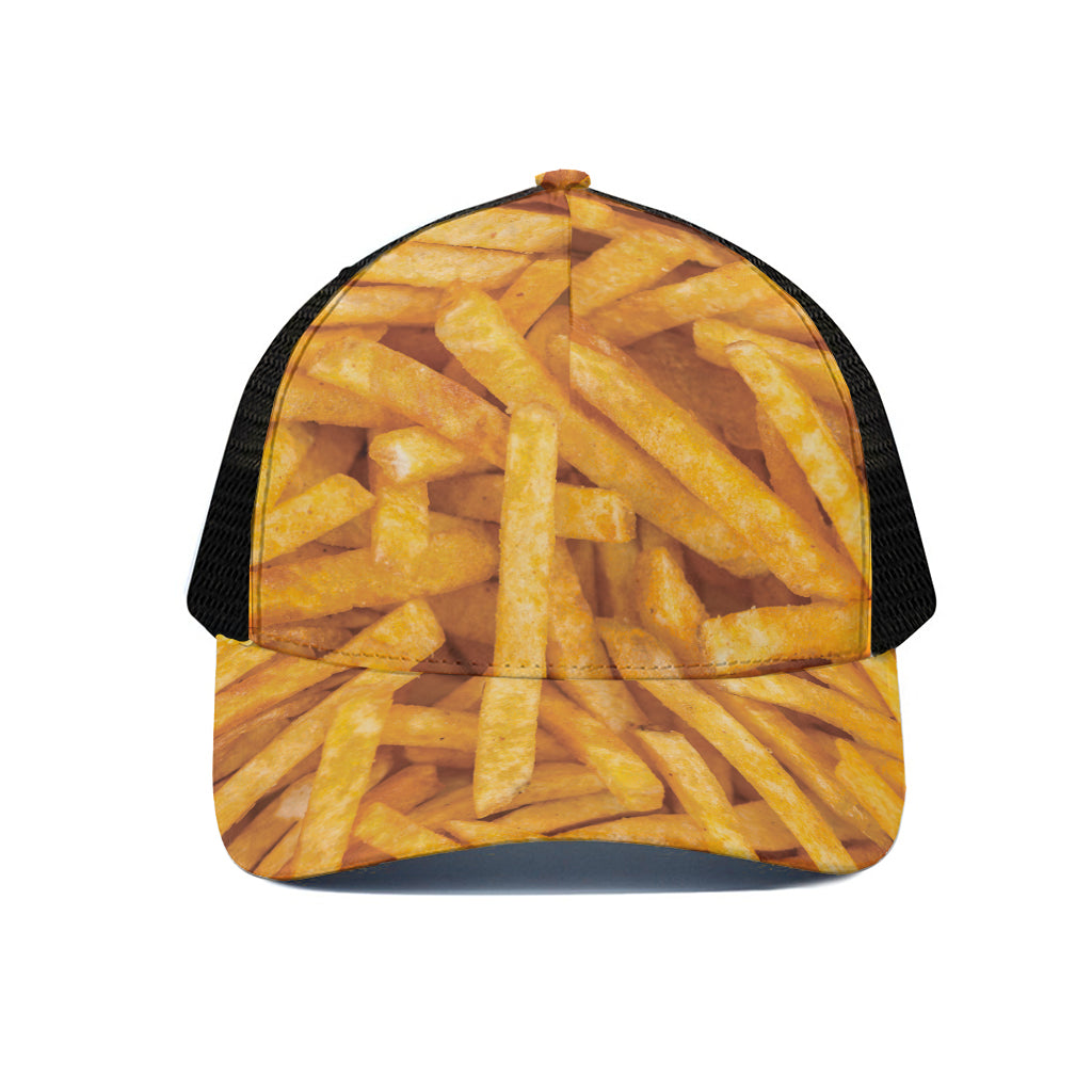 French Fries Print Black Mesh Trucker Cap