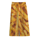 French Fries Print Cotton Front Slit Maxi Skirt