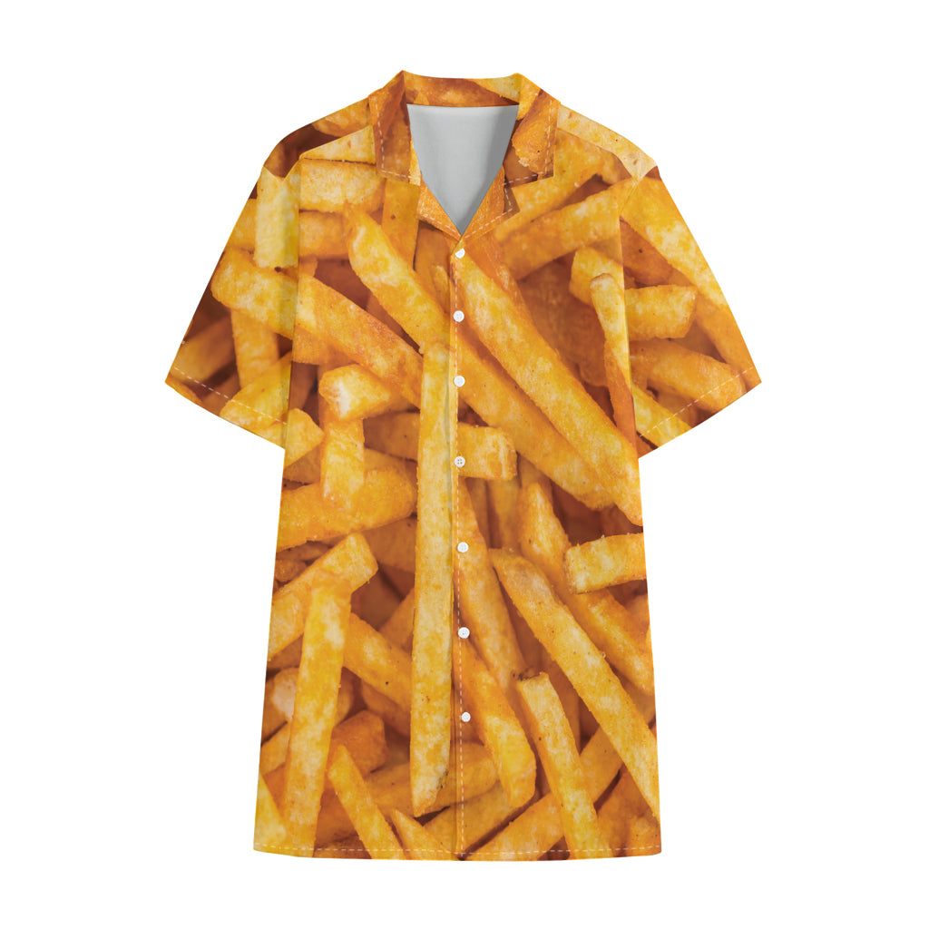 French Fries Print Cotton Hawaiian Shirt