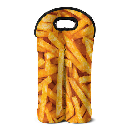 French Fries Print Double Neoprene Wine Tote