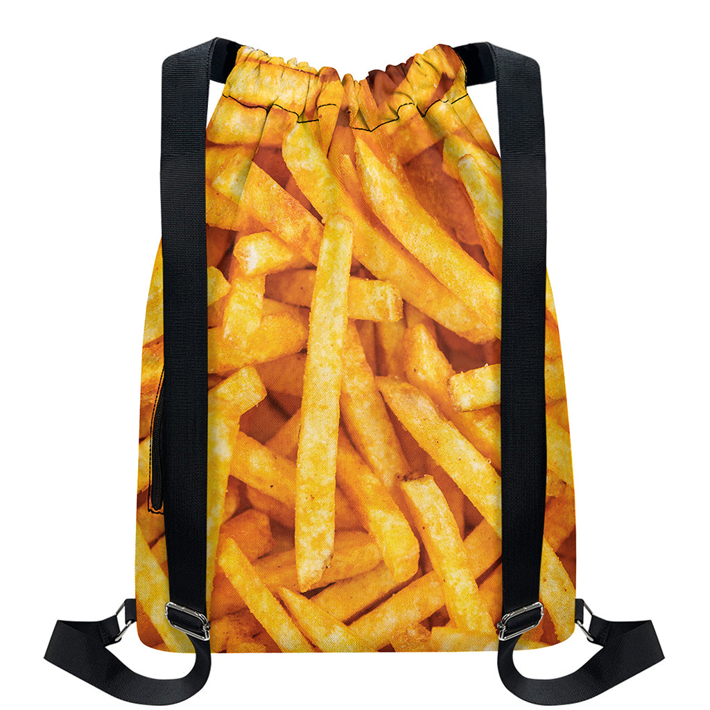 French Fries Print Drawstring Backpack