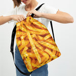 French Fries Print Drawstring Backpack