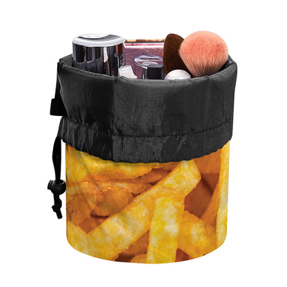 French Fries Print Drawstring Makeup Bag