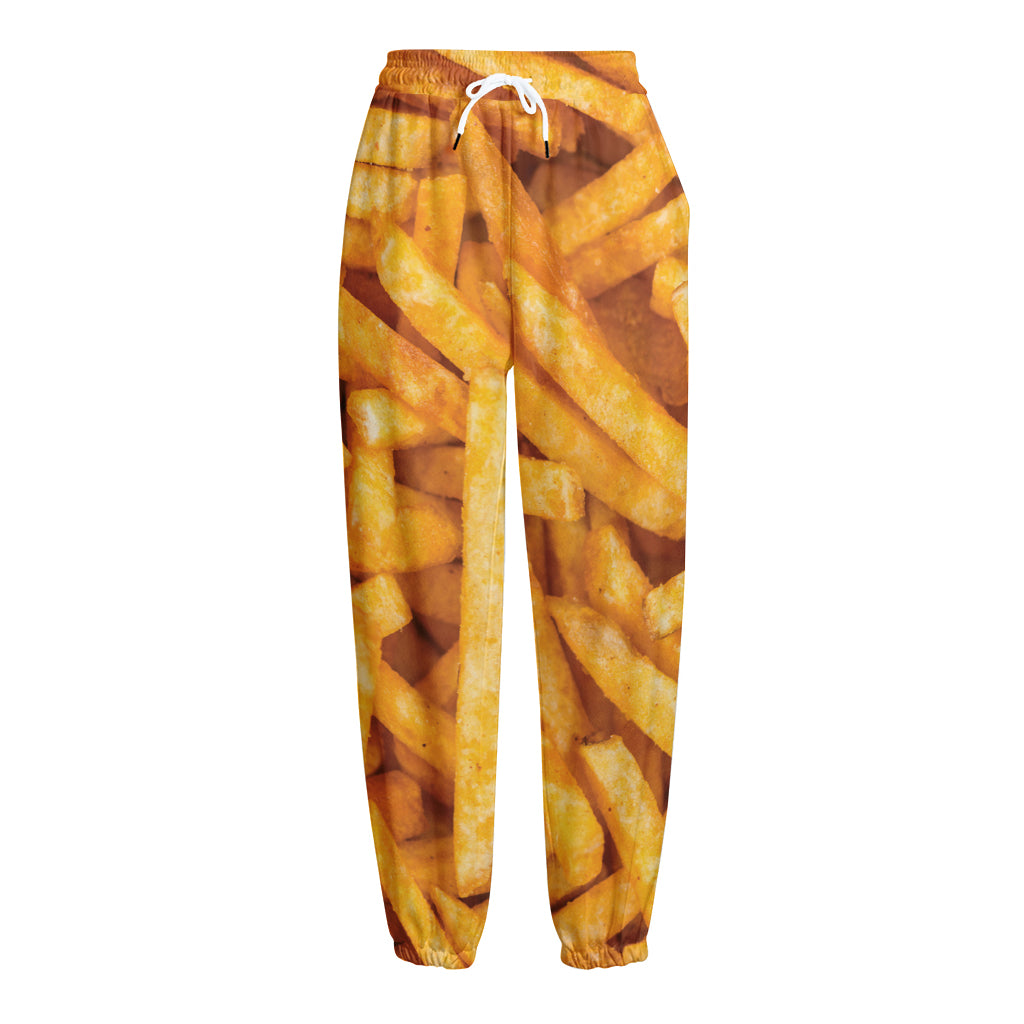 French Fries Print Fleece Lined Knit Pants