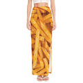 French Fries Print High Slit Maxi Skirt