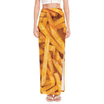 French Fries Print High Slit Maxi Skirt